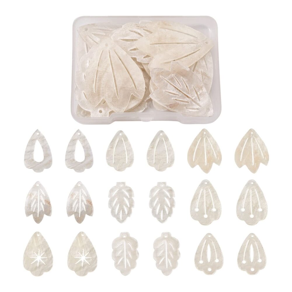 7230 18Pcs Natural Capiz Shell Pendants 9 Style Ocean Seashell Beads Charms